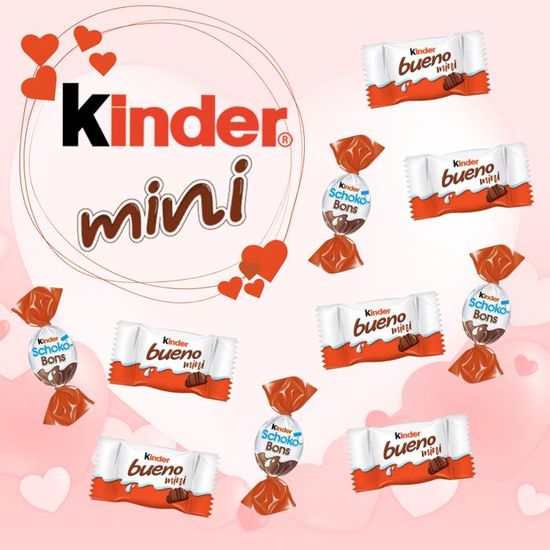 Boite Gros cœur et son assortiment de 80 chocolats Kinder Mini Bueno et  Schokobons - Idéal pour la fête des Mères - Cdiscount Au quotidien