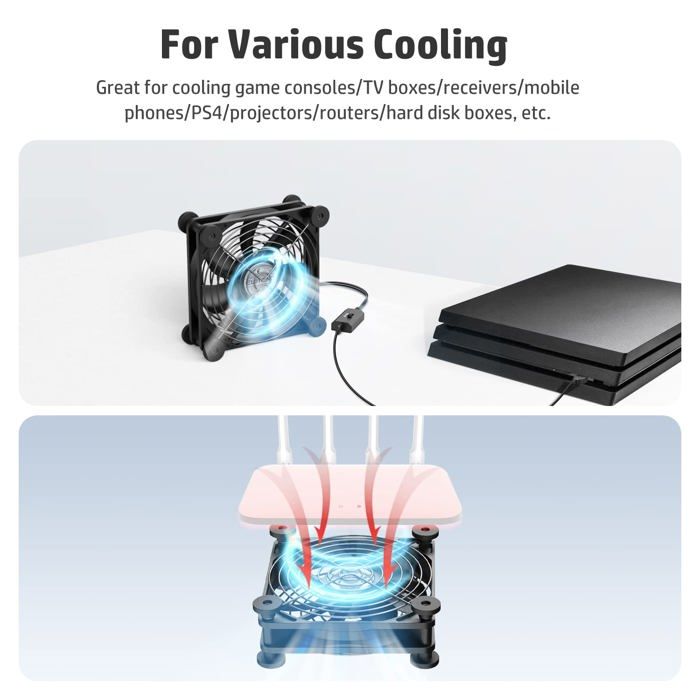 ELUTENG Ventilateur USB 120mm Avec Trois Vitesse Réglable Ventilateurs PC 12cm Ventilateur d'ordinateur 120mm Ventilateur 5V pour PC/TV Box/AV Cabinet/ PS4