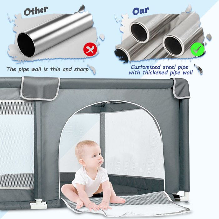 Homewell Parc Bébé 160 X 120 Cm Avec Sac De Rangement, Playpes, Parc