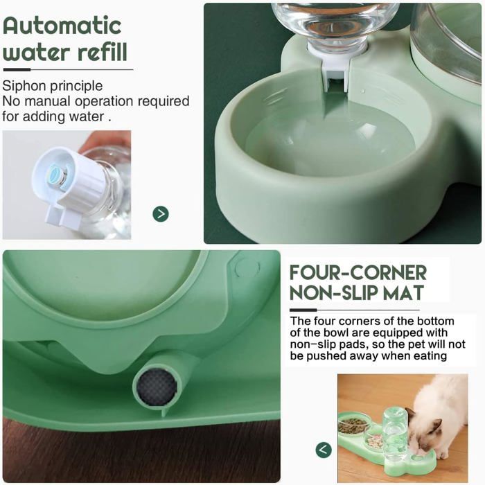 Gamelle Chat Inclinée, Gamelle Chat INOX, Bol Pour Animaux De Compagnie Set, Support Surélevé Incliné 15° Gamelle Amovible Pour Chats Et Chiens, Gamelle Petit Chien 200ML