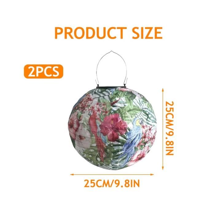 Lot 2 Lampions LED Solaires Extérieur - 25 Cm, Style Rétro - Résistants Intempéries - Pour Jardin, Terrasse, Mariage - Éclairage Décoratif