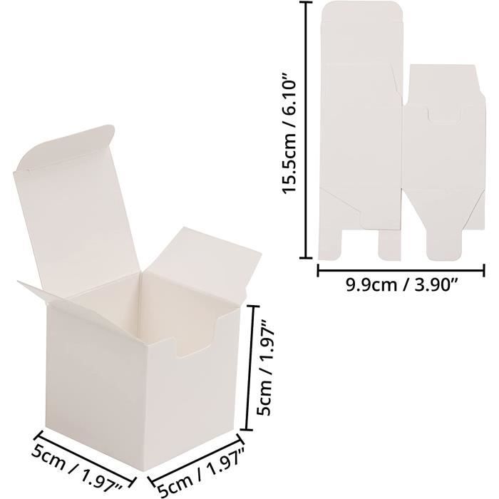 100 Boîtes Cadeaux Kraft Blanches 12x12x5cm - Faciles à Assembler - Pour Fêtes, Mariages, Anniversaires
