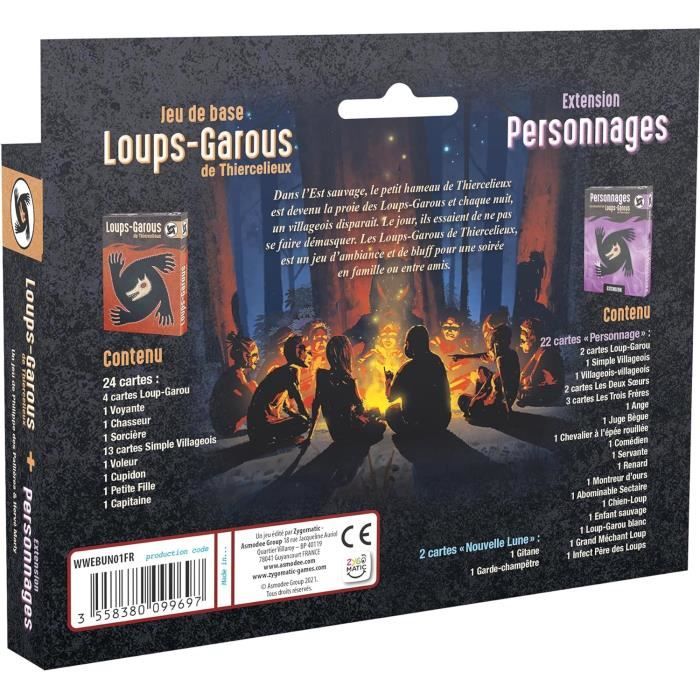LoupsGarous De Thiercelieux Pack Jeu De Base + Extension Personnages Jeux De Société