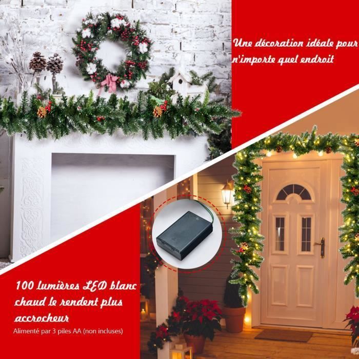Guirlande De Noël Lumineuse 270cm - LED Avec Décorations - Pour Intérieur Et Extérieur