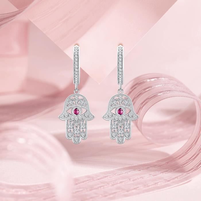 Boucles D'oreilles Main De Fatma (Hamsa) En Argent - Porte-bonheur, Neuves Avec étiquettes