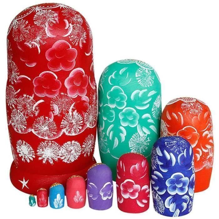 Matriochkas Russes Traditionnelles Peintes à La Main - 5 Poupées Gigognes - Artisanat Russe