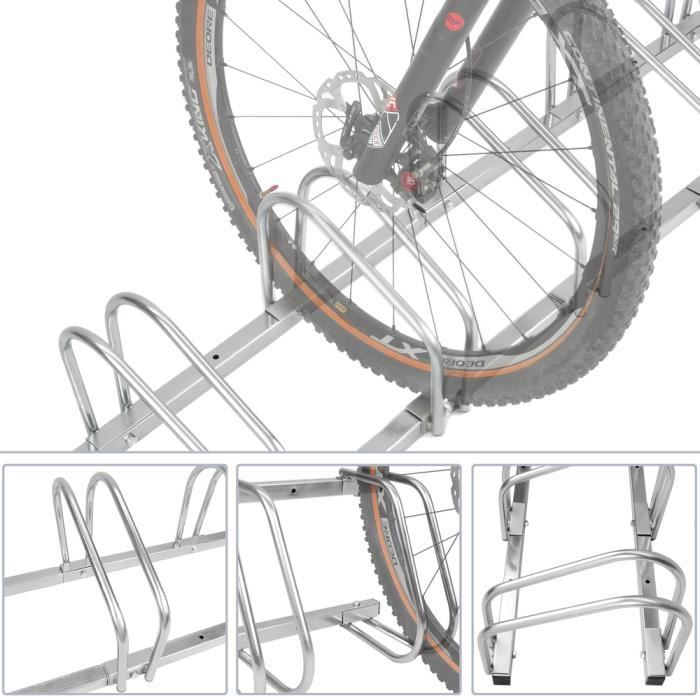 WOLTU Râtelier Vélo pour 6 Vélos, Range Vélo au Sol ou Mural, en Métal à  Suspension, Argenté, 160.5x32x27cm - Cdiscount Auto