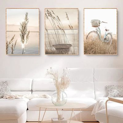 ABCWARRT Accueil Peinture Sur Toile Printemps Espace Vert Nature Paysage Affiche Plantes Moulin à Vent Voiture Ferme Maison Photo Salon Chambre Décor (50 * 70cm Sans Cadre,5