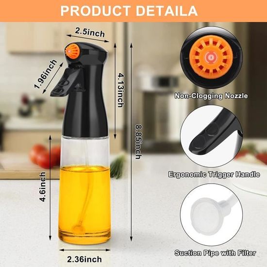 WAONIQ Spray Huile Cuisine, 100ml Pulvérisateur d'Huile en Verre Portable,  Vaporisateur Huile d'Olive, Vaporisateur d'Huile[S34] - Cdiscount Maison