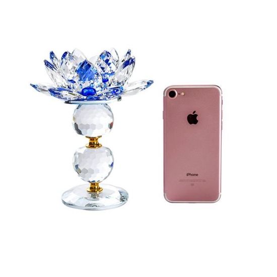 Bougeoir En Cristal Pour 7 Bougies Chauffe-plat - Décoration Intérieure Fleur De Lotus, Design Feng Shui - 3