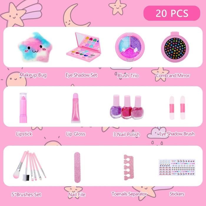 Goodream Lot de 15 jouets de maquillage pour filles de 3, 4, 5, 6-8