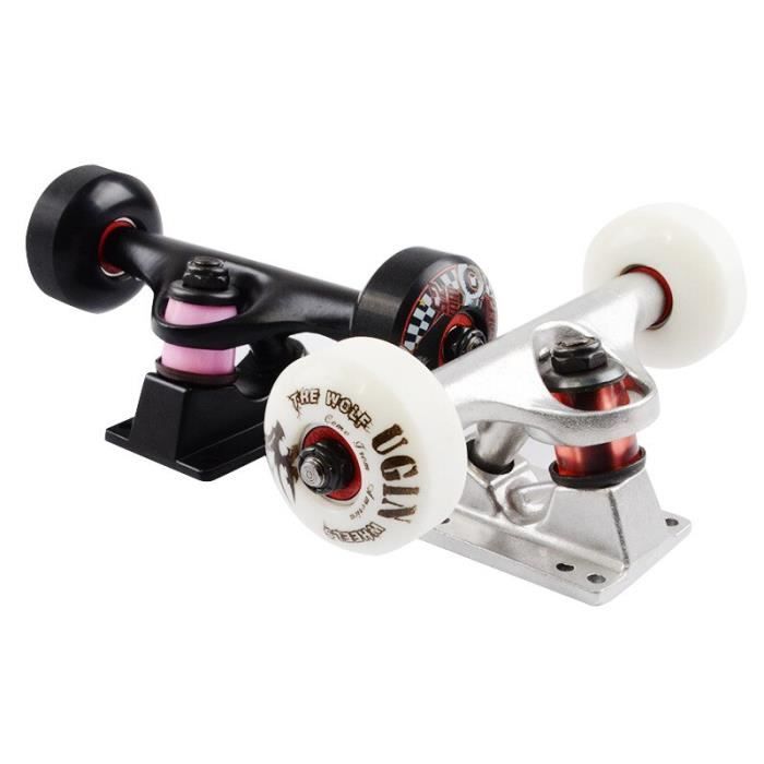 Camions De Skateboard 4-8 Pouces - Alliage Léger Et Résistant Pour Planche à Roulettes (Noir Poli)