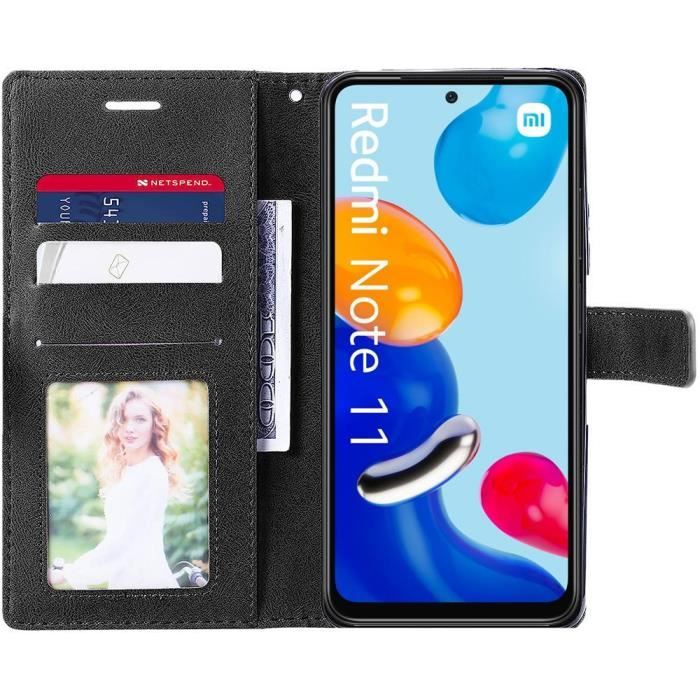 Coque Portefeuille Effet Cuir Pour Xiaomi Redmi A1, Note 12 5G, Note 11, 13 Pro - Inclut 2 Verres Trempés