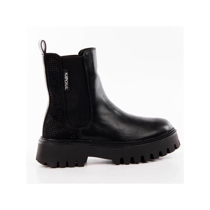 Bottines Kaporal Noires à Lacets - Style Casual Cheville - Semelle Bicolore - Taille Medium