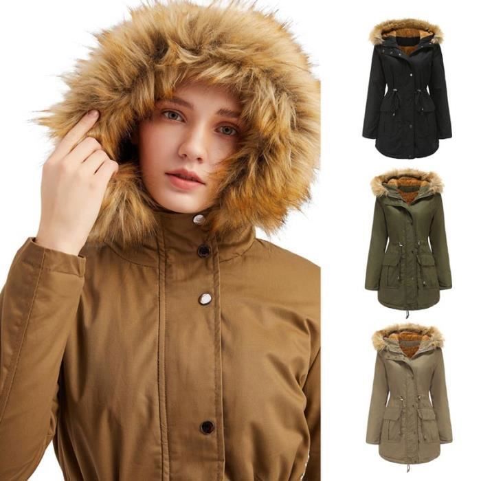 Manteau Parka Forever 21 Vert Olive Taille S Occasion Très Bon état - Doudoune Hiver Fausse Fourrure Capuche | Veste Chaude Femme Style Casual