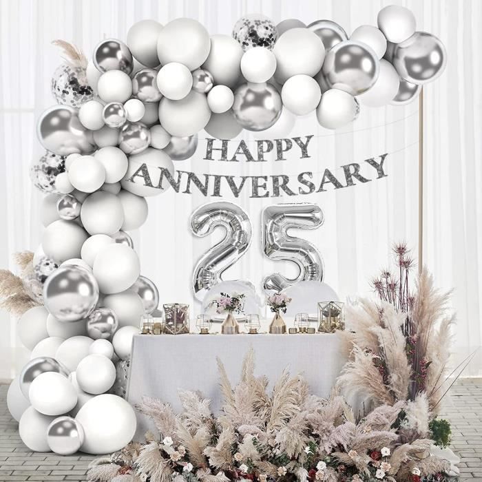 Ballons Joyeux Anniversaire Argent X6 Air/hélium