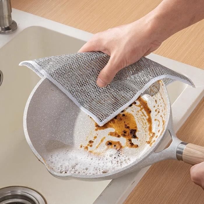 Chiffons à vaisselle en fil métallique polyvalents pour humides et secs, torchon  multifonctionnel anti-rayures, chiffons à vaisselle en fil métallique  double couche, torchons en microfibre (10pièces) : : Cuisine et  Maison