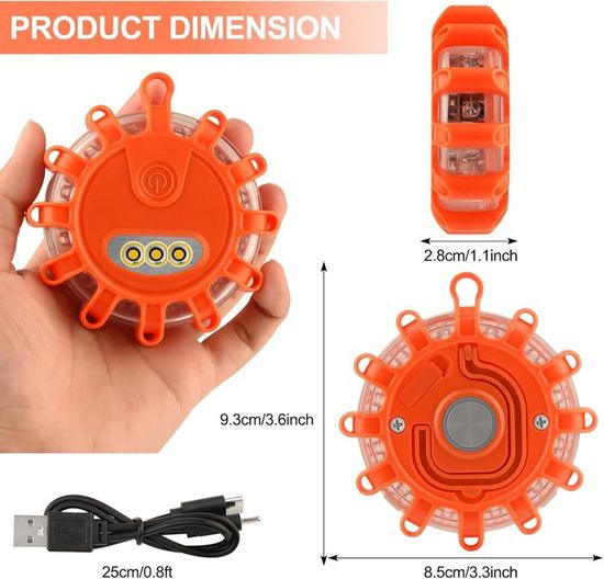 Gyrophare Balise De Signalisation à LED Jaune IP67 - Cablematic