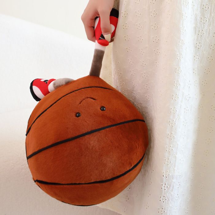 Oreiller Peluche Basket-Ball Marrant - Coussin Rond Sportif Pour Enfants Et Canapé, 19 Cm