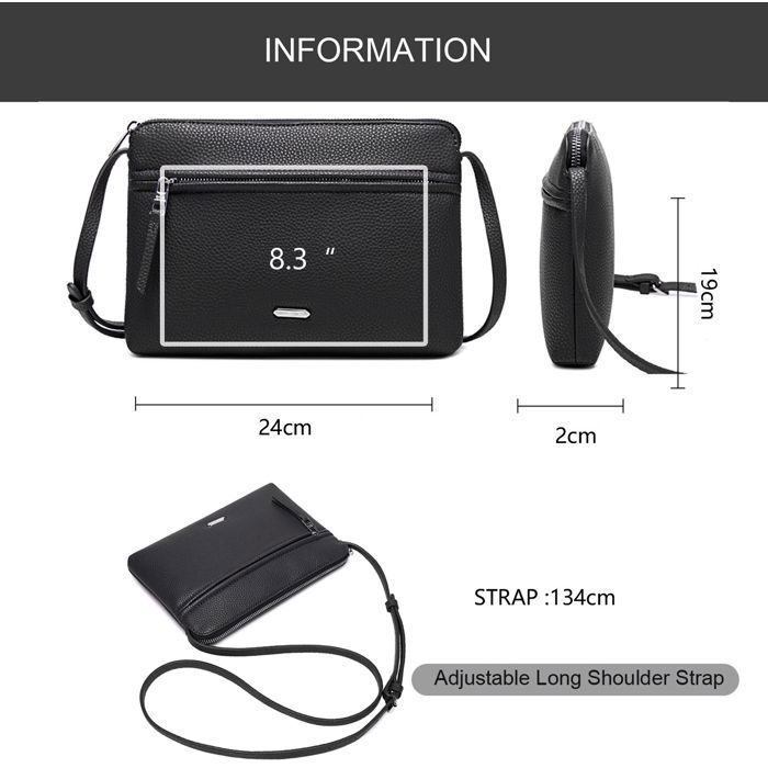 Sac Bandoulière Téléphone Portable David Jones - Mini Sac à Main Simili Cuir PU Noir - Élégant Et Pratique
