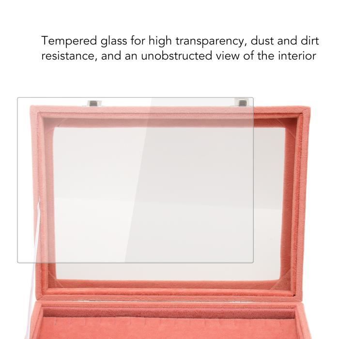 Zerodis Vitrine à épingles Vitrine à broches Grand cuir PU noir Verre anti-poussière Vitrine