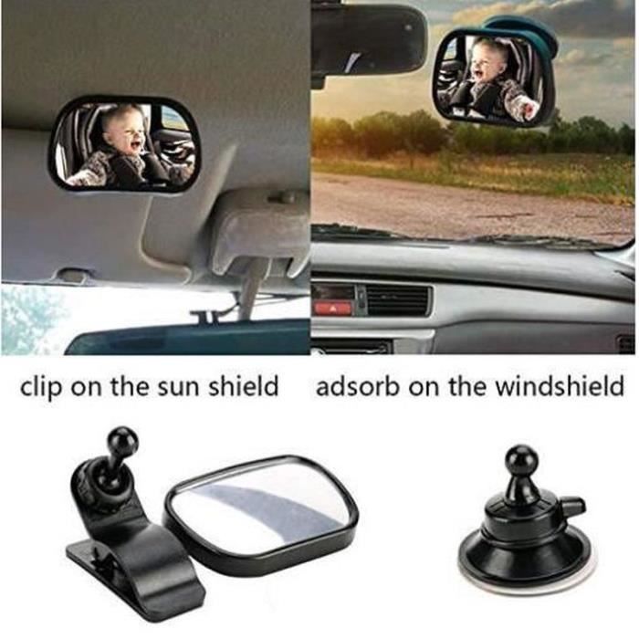 Intérieur de voiture Bébé Observation Miroir Rétroviseur Soins de bébé  Surveillance de l'enfant 360 degrés Réglable Pare-soleil Rétroviseur
