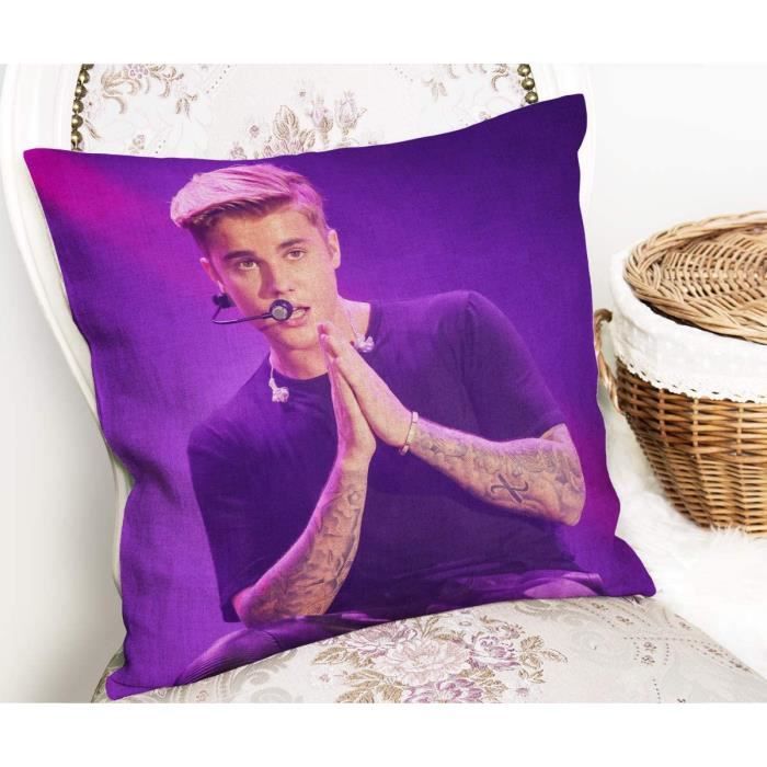 Taie d oreiller Justin Bieber U Sourire Velours doux Violet Carre Uni 45x45cm Cdiscount Maison