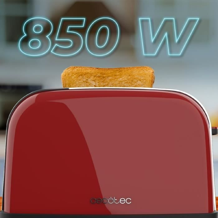 Cecotec Grille-pain Toast&Taste 9000 Double White en plastique avec 2  fentes courtes extra-larges. Design en blanc Double fente courte