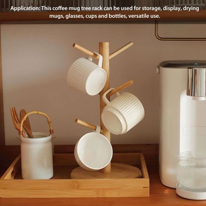 Cikonielf support de cintre de tasse Porte-gobelet à café gain de place  tasse à café en bambou arbre porte-étagère