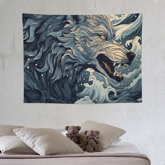 Tissu Mural Loup tie dye 72x106 - Boutique Ésotérique Anges et Dragon