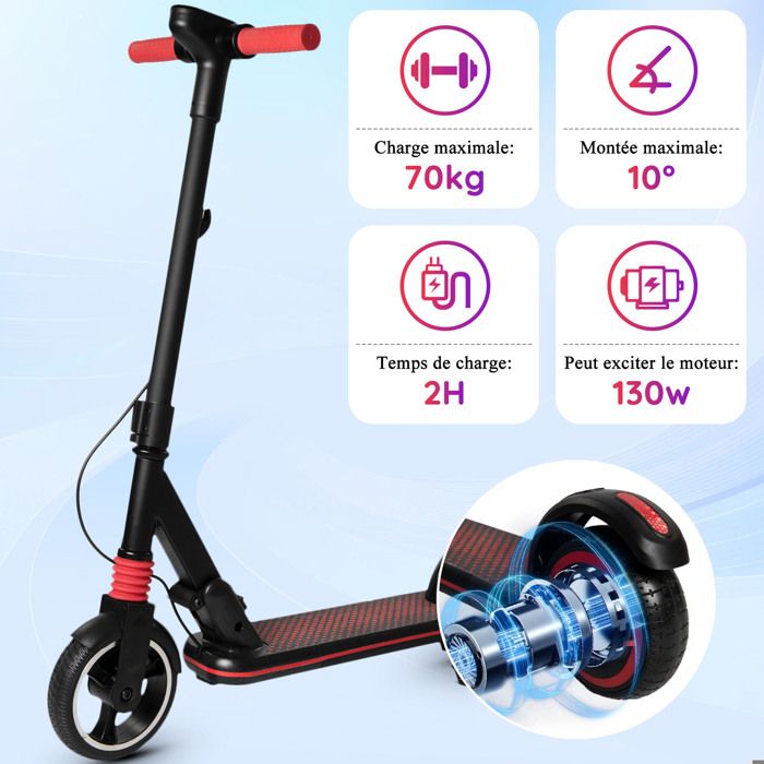 Trottinette Électrique Enfant ALLMOVE X2 Plus 6-12 Ans - 150W Roues Lumineuses - Autonomie 8km - Freins Doubles