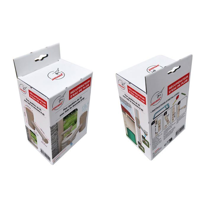 Raccord PVC Jardibric Pour Récupérateur Eau Pluie - Descente Gouttière 80 Mm Sortie 35 Mm Gris