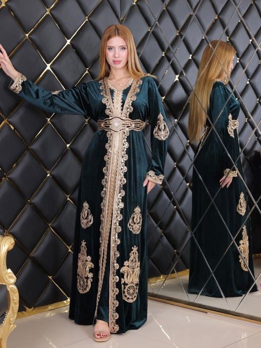 Kaftan Brodé à Manches Courtes Pour Femme - Robe Plage Longue Ample Imprimée Bohème Légère Et Confortable