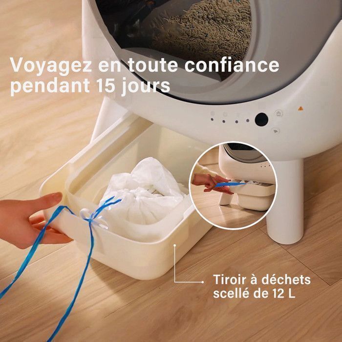 Lettiera Autopulente Per Gatti - Con App, Riconoscimento 360°, Anti-Odore, Per Uno O Più Gatti, 65L - Foto 9