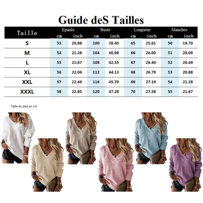 Tomwell Pull Femme Ample Col V – Tricoté Couleur Unie, Manches Longues, Chaud & Décontracté Automne Hiver