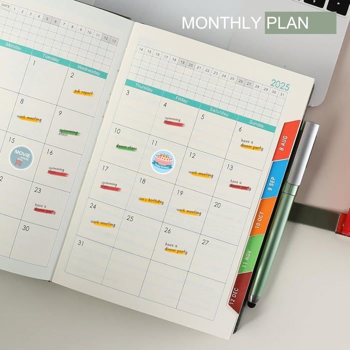 Agenda Scolaire Semainier Minimal 2025/2026 - Format A5, Juillet 2025 à Juin 2026 - Couverture Rigide, élastique, Papier 110g