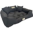 Grand lit pour chien et chat AIO Kingdog 115 x 95 Noir - taille XL - avec 2 coussins 15x15cm-0