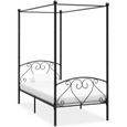 Cadre de lit à baldaquin 90x200cm - 8638&MEUBLE - Noir Métal-0