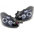 PHARES NOIRS ANNEAUX LED FEUX ANGEL EYES RENAULT CLIO 3 2005 - 2009 (05496)-0