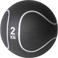 Médecine ball Gorilla Sports noir/gris 2kg diamètre 23cm en caoutchouc pour renforcement musculaire-0