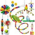 15 jouets à mâcher pour perroquet balançoire nid d'oiseau hamac perchoir cloche cage à oiseaux jouets pour petites perruche JP009-0