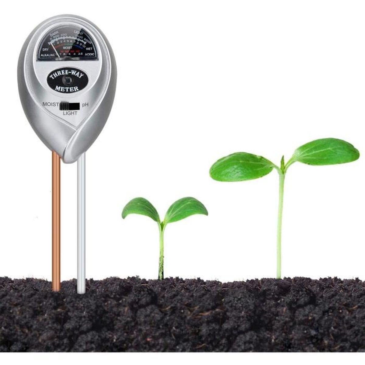 Testeur De Sol 3-en-1 YanBous - Humidité, Lumière Et PH Sans Pile Pour Jardin
