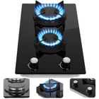 SNDOAS Plaque de Cuisson à Gaz-2 foyers-Verre Trempé-4200 W-Sécurité Thermocouple-Gaz Naturel/Propane-Table Gaz