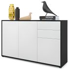 Commode Buffet Ben V3 - VLADON - Noir mat & Blanc mat - Portes et tiroirs - Meuble de séjour