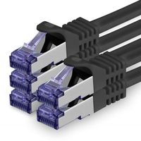 1aTTack.de Cat.7 Cable reseau 10m - Noir - 5 pieces Cat7 Cable Ethernet PoE LAN 10 GB s S-FTP PIMF Set Patch Cat 7 Cable Brut