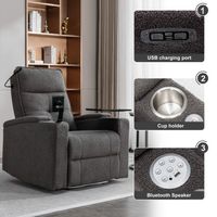Chaise longue électrique à LED Fauteuil de relaxation fonctionnel Canapé Chargeur USB,Tablette pivotante à 360°/support de