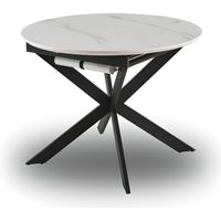 SOKA - Table à manger ronde extensible effet marbre blanc