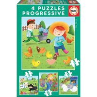 Puzzle Progressif Animaux Ferme - EDUCA - 4 puzzles de 6 à 16 pièces - Pour enfants de 0 mois et plus