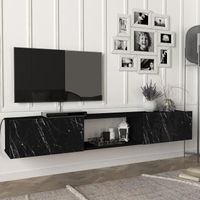 Meuble TV Paltamo 180 x 31 x 30 cm marbre noir