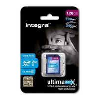 Carte mémoire SDXC UHS-II Integral UltimaPro Video Speed V90 128 Go - Jusqu'à 280 Mo/s - Garantie 5 ans